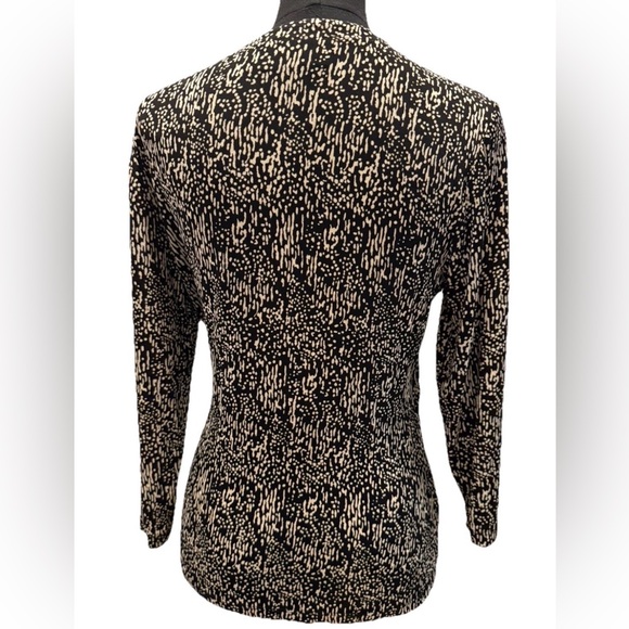 Chico’s Black & Tan Printed Tie Wrap Blouse, 3/4 Sleeves, Chico 1, US Medium - Picture 3 of 12